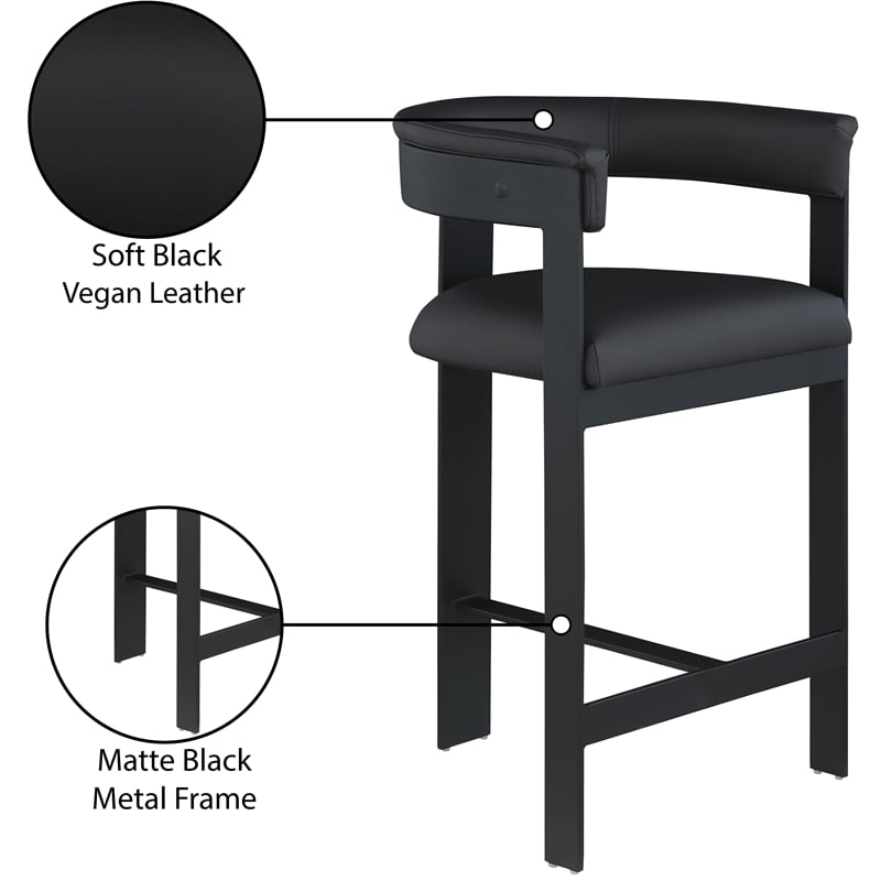 Meridian Furniture Romeo Black Vegan Leather Counter Stool (Set of 2)