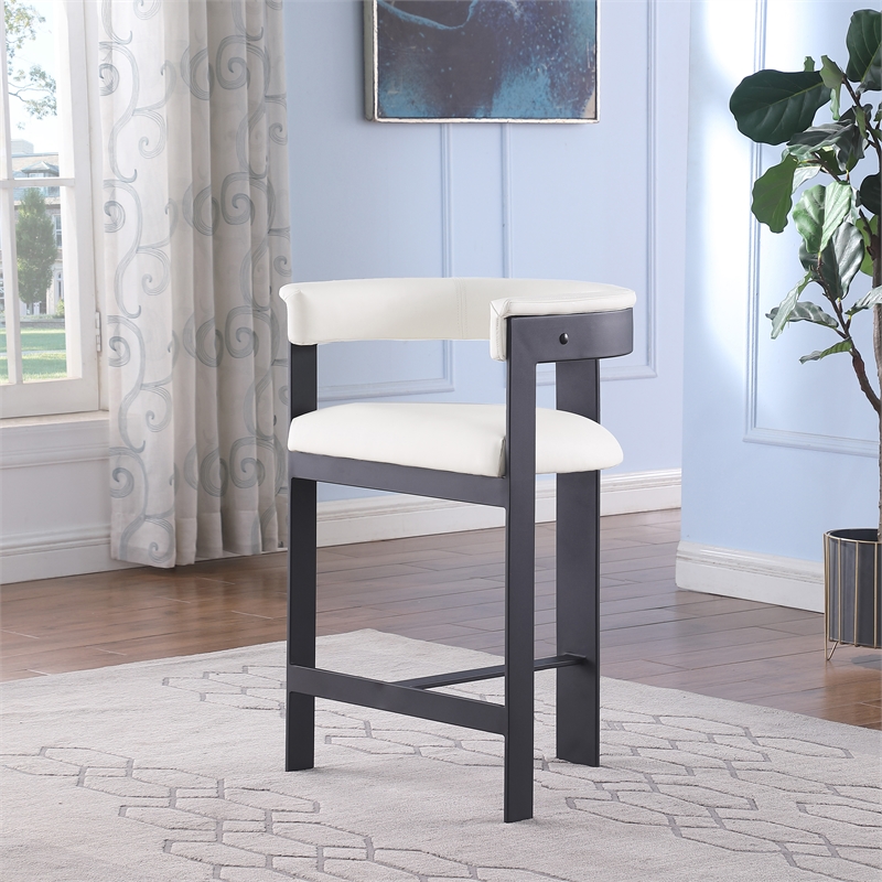 Meridian Furniture Romeo Cream Vegan Leather Counter Stool (Set of 2)