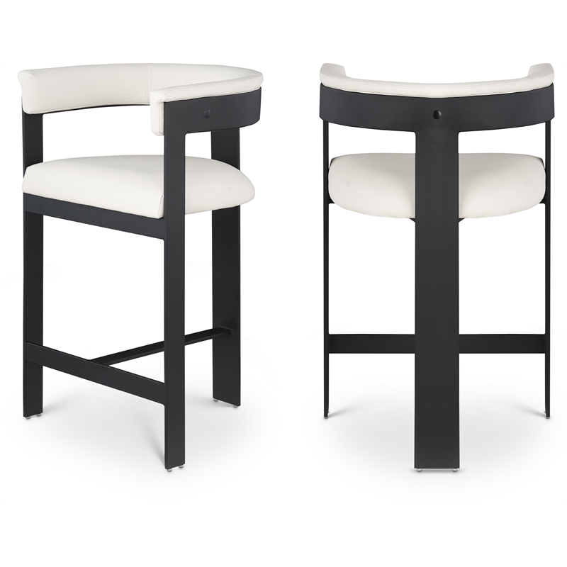 Meridian Furniture Romeo Cream Vegan Leather Counter Stool (Set of 2)