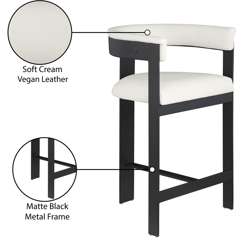 Meridian Furniture Romeo Cream Vegan Leather Counter Stool (Set of 2)