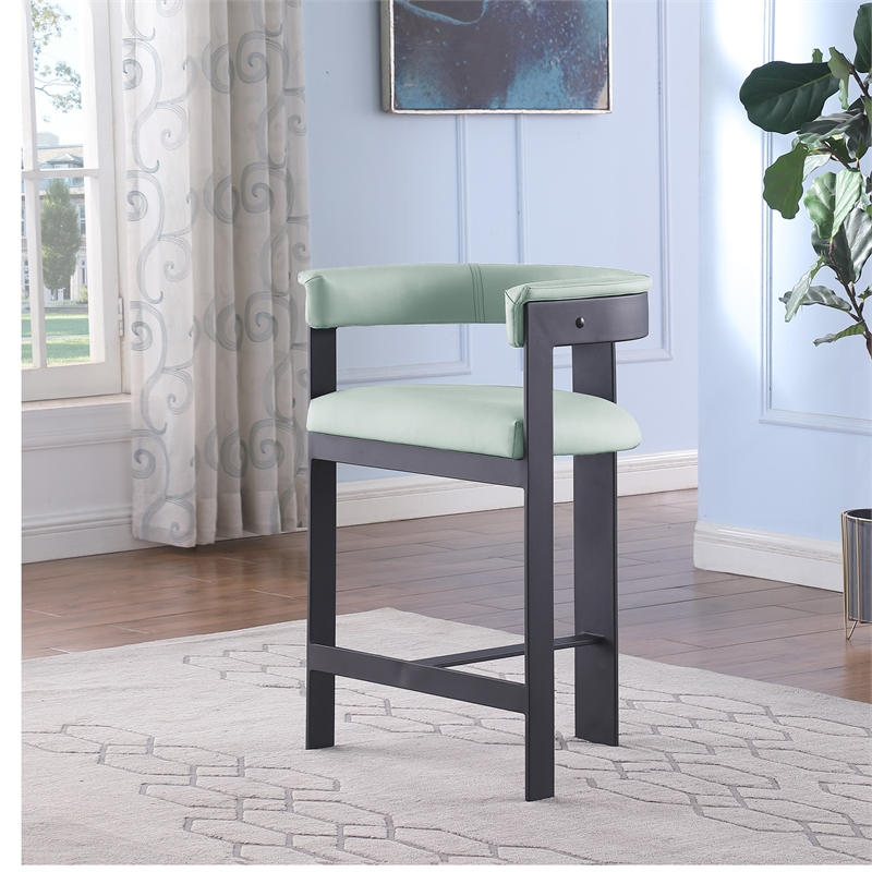 Meridian Furniture Romeo Mint Green Vegan Leather Counter Stool (Set of 2)