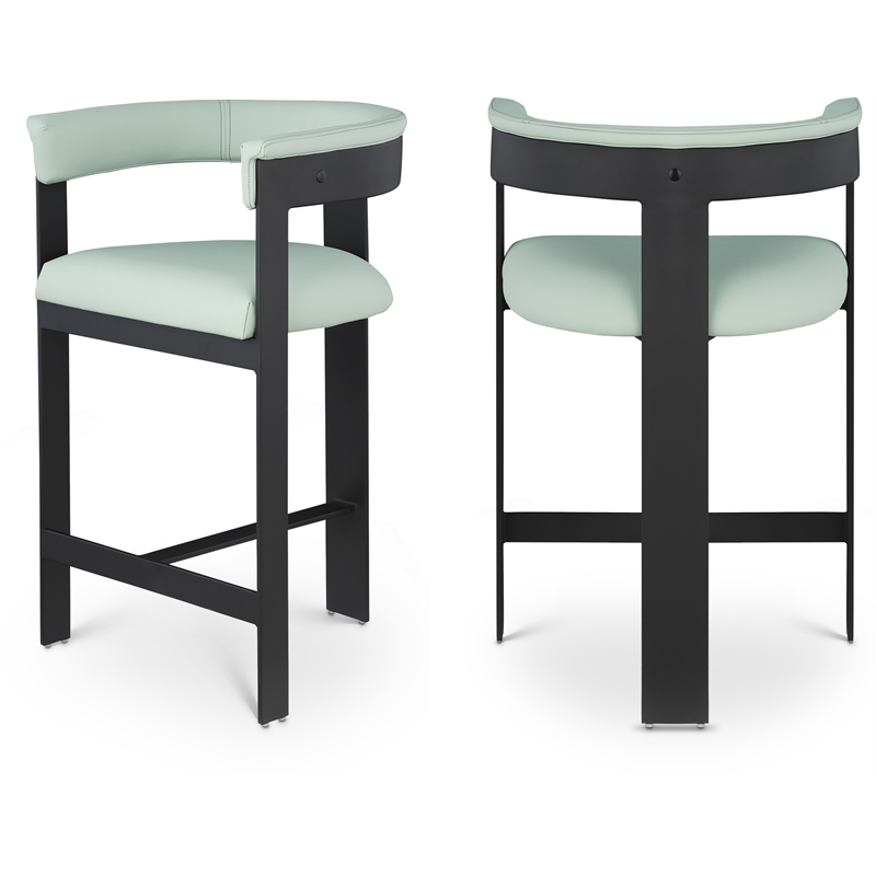 Meridian Furniture Romeo Mint Green Vegan Leather Counter Stool (Set of 2)