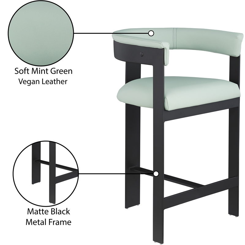 Meridian Furniture Romeo Mint Green Vegan Leather Counter Stool (Set of 2)