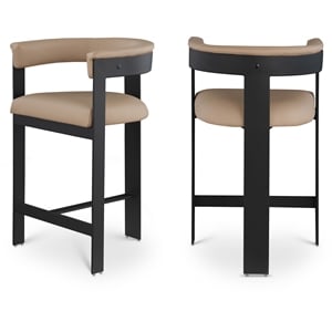 Meridian Furniture Romeo Tan Vegan Leather Counter Stool (Set of 2)