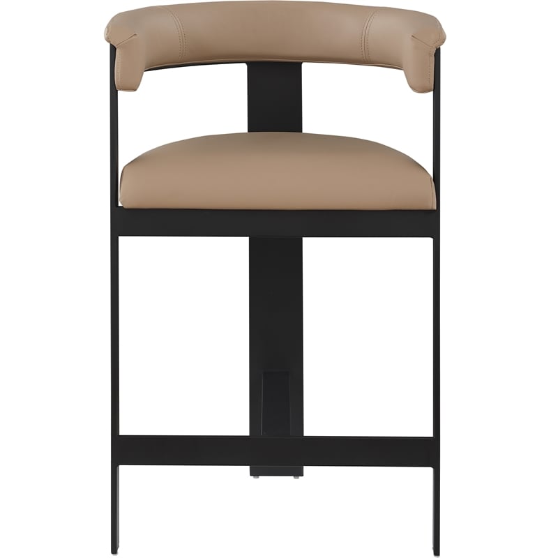 Meridian Furniture Romeo Tan Vegan Leather Counter Stool (Set of 2)