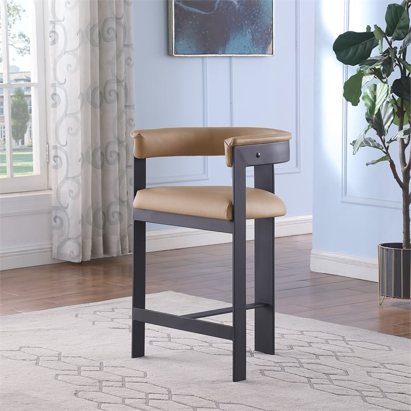 Meridian Furniture Romeo Tan Vegan Leather Counter Stool (Set of 2)
