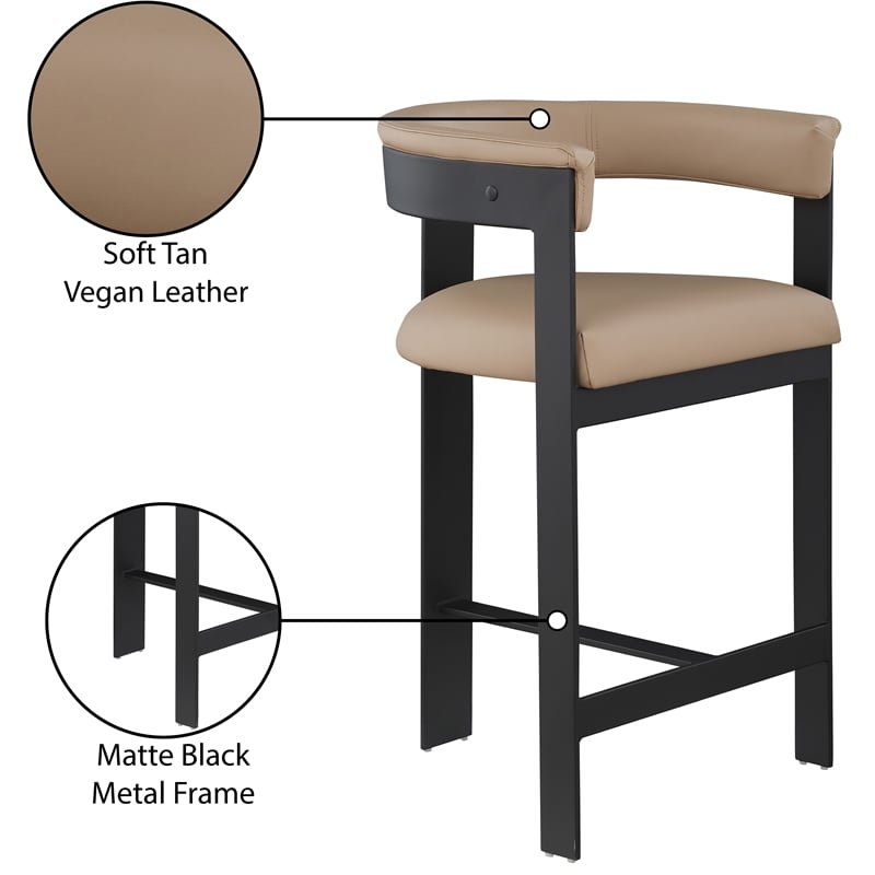 Meridian Furniture Romeo Tan Vegan Leather Counter Stool (Set of 2)