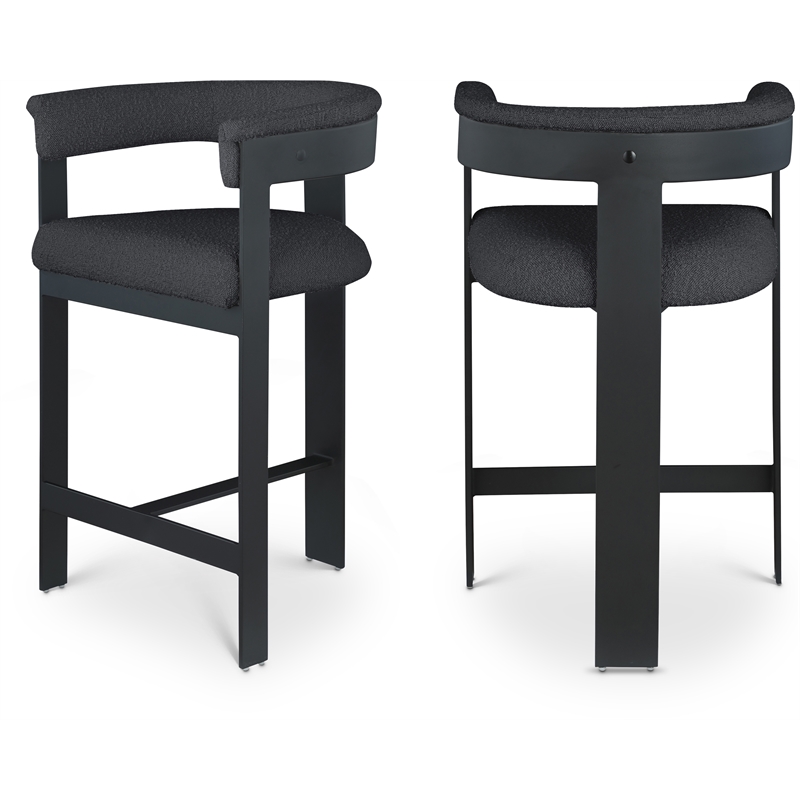Meridian Furniture Romeo Black Boucle Fabric Counter Stool (Set of 2)
