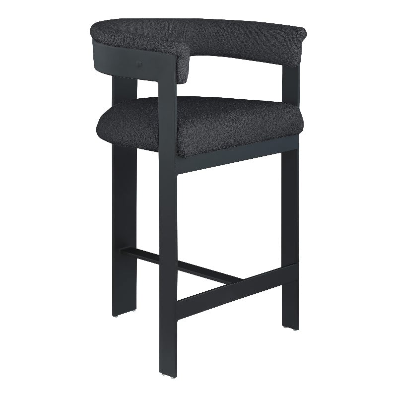 Meridian Furniture Romeo Black Boucle Fabric Counter Stool (Set of 2)