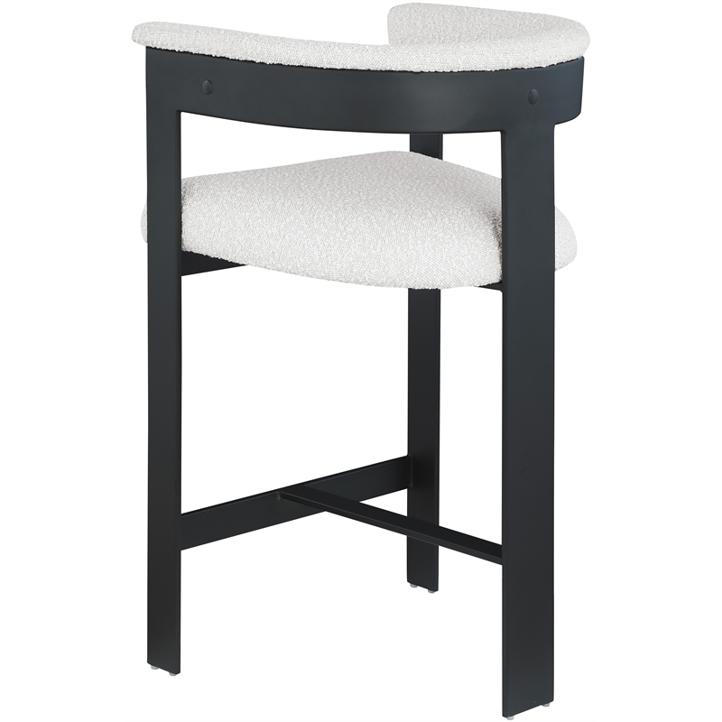 Meridian Furniture Romeo Cream Boucle Fabric Counter Stool (Set of 2)