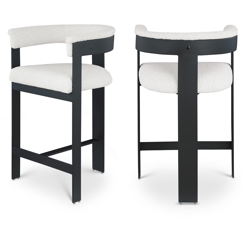 Meridian Furniture Romeo Cream Boucle Fabric Counter Stool (Set of 2)