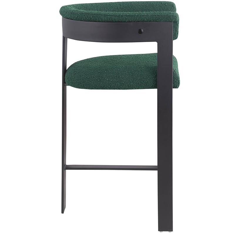 Meridian Furniture Romeo Green Boucle Fabric Counter Stool (Set of 2)