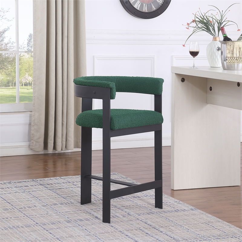 Meridian Furniture Romeo Green Boucle Fabric Counter Stool (Set of 2)