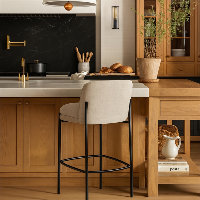 Meridian Furniture Burton Beige Chenille Fabric Stool (Set of 2)