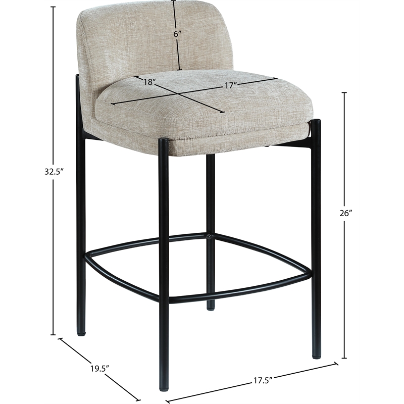 Meridian Furniture Burton Beige Chenille Fabric Stool (Set of 2)