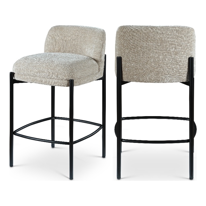Meridian Furniture Burton Beige Chenille Fabric Stool (Set of 2)