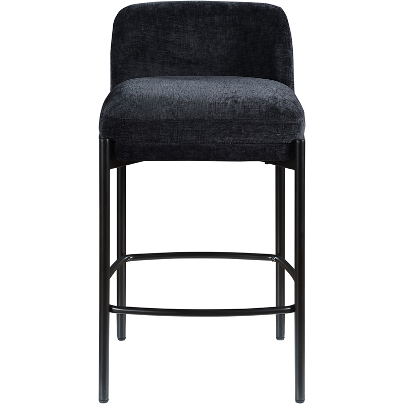Meridian Furniture Burton Black Chenille Fabric Stool (Set of 2)