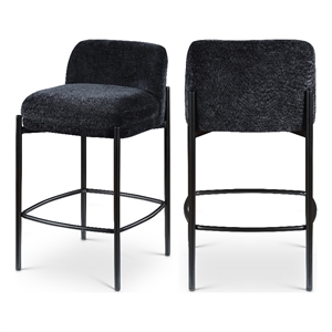 Meridian Furniture Burton Black Chenille Fabric Stool (Set of 2)