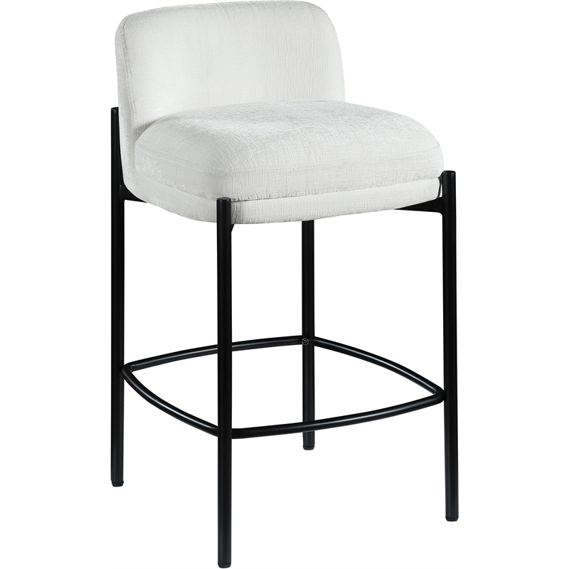 Meridian Furniture Burton Cream Chenille Fabric Stool (Set of 2)