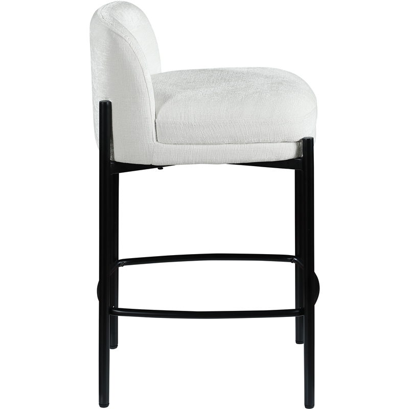 Meridian Furniture Burton Cream Chenille Fabric Stool (Set of 2)