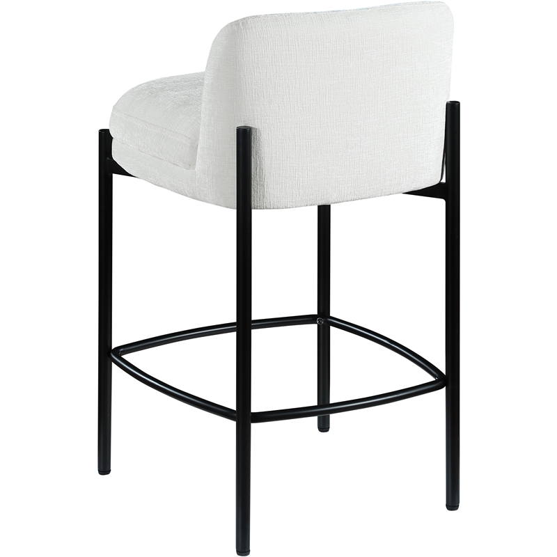 Meridian Furniture Burton Cream Chenille Fabric Stool (Set of 2)