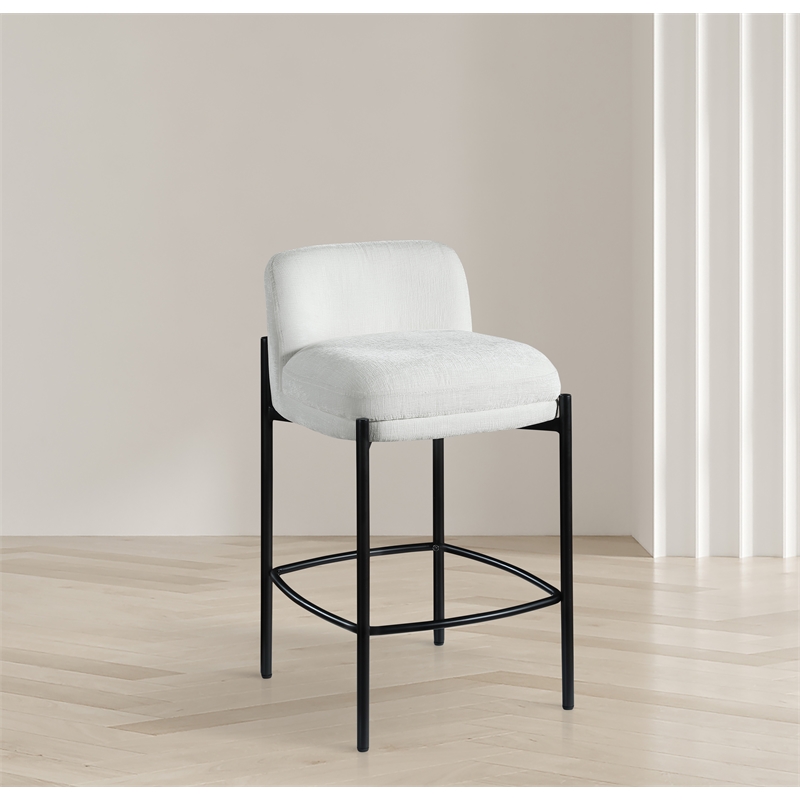 Meridian Furniture Burton Cream Chenille Fabric Stool (Set of 2)