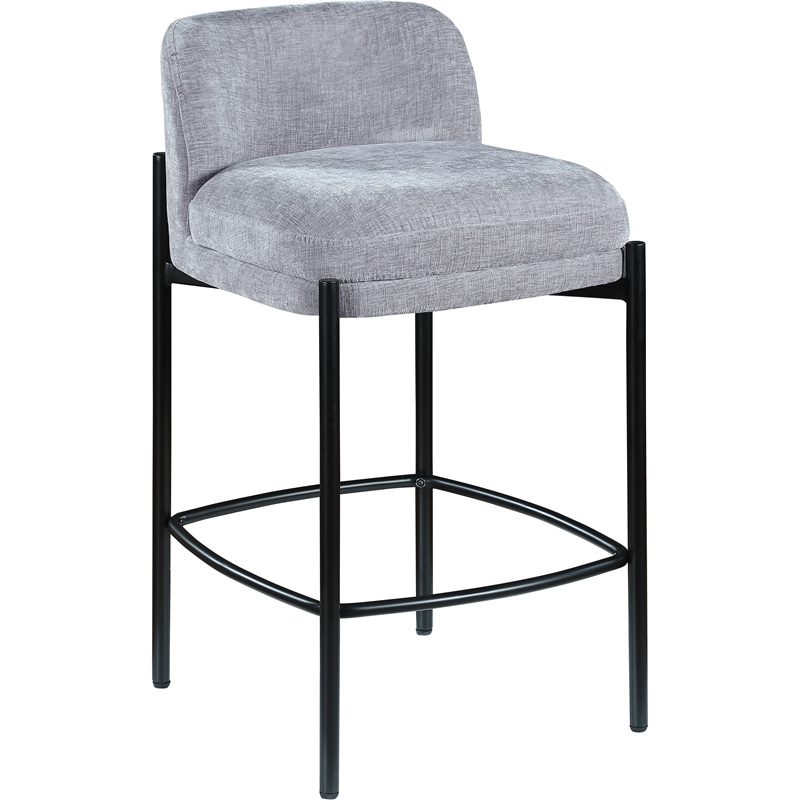 Meridian Furniture Burton Grey Chenille Fabric Stool (Set of 2)