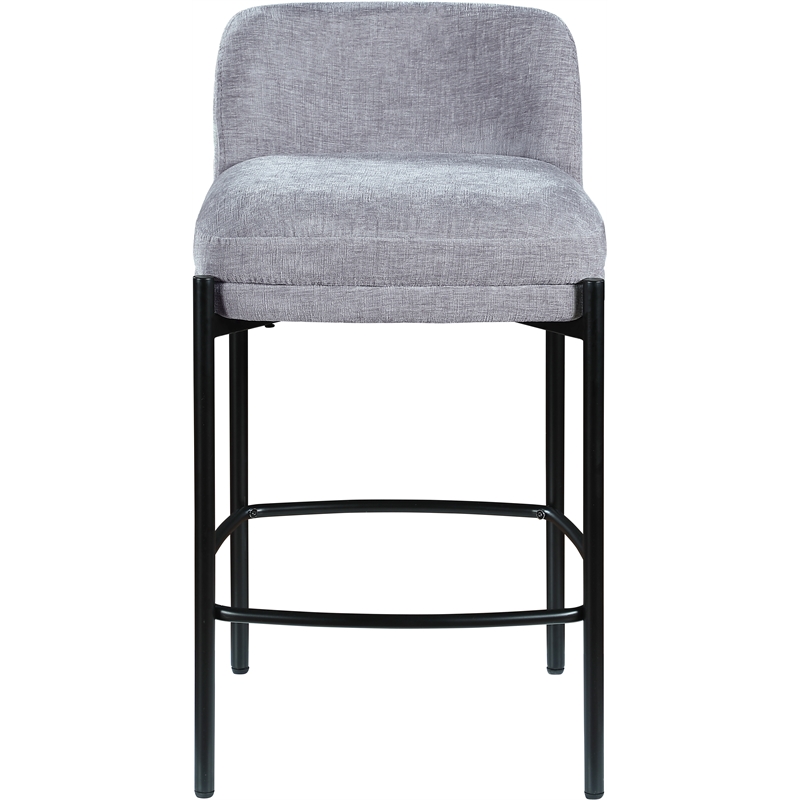 Meridian Furniture Burton Grey Chenille Fabric Stool (Set of 2)