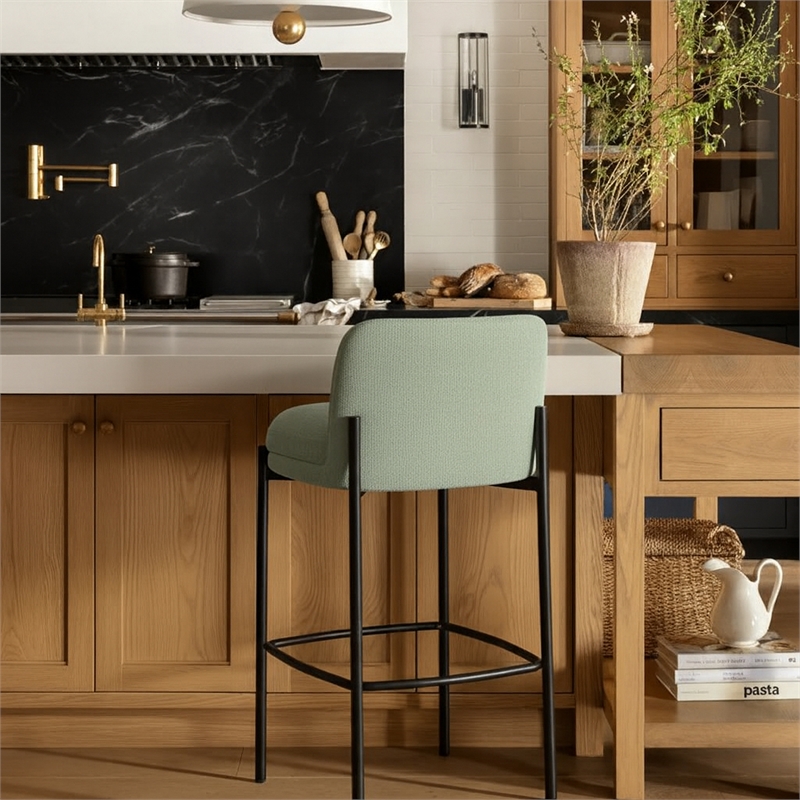 Meridian Furniture Burton Mint Chenille Fabric Stool (Set of 2)