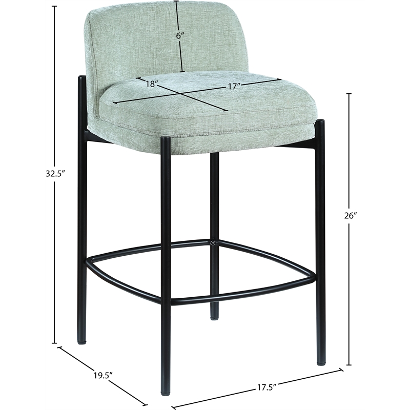 Meridian Furniture Burton Mint Chenille Fabric Stool (Set of 2)