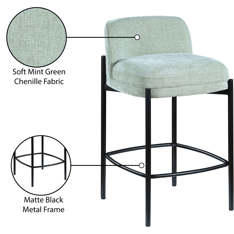 Meridian Furniture Burton Mint Chenille Fabric Stool (Set of 2)