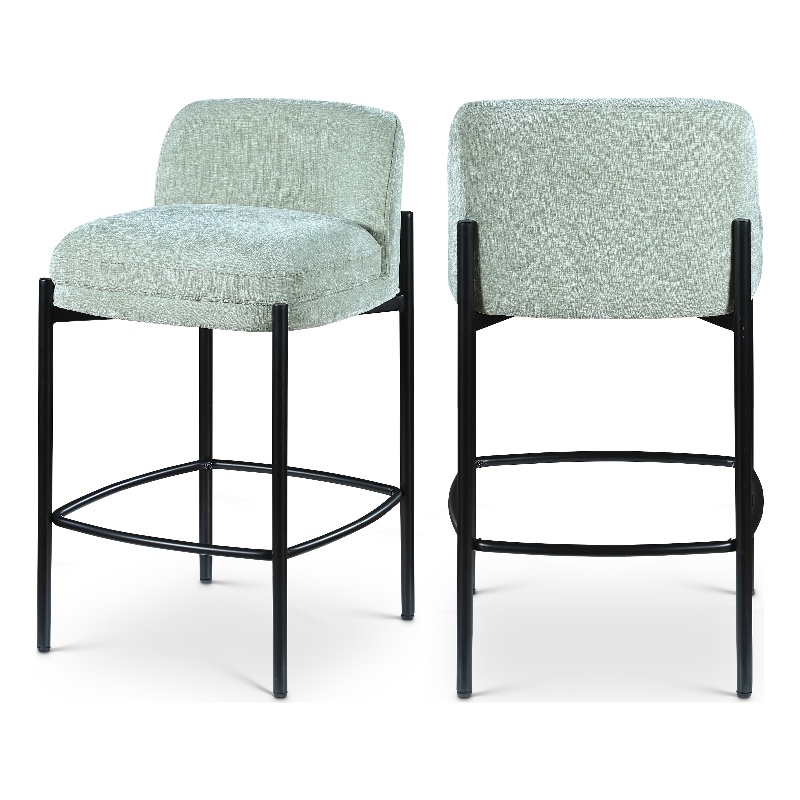 Meridian Furniture Burton Mint Chenille Fabric Stool (Set of 2)