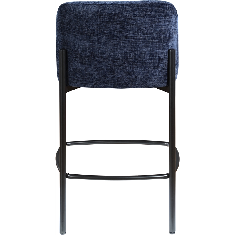 Meridian Furniture Burton Navy Chenille Fabric Stool (Set of 2)