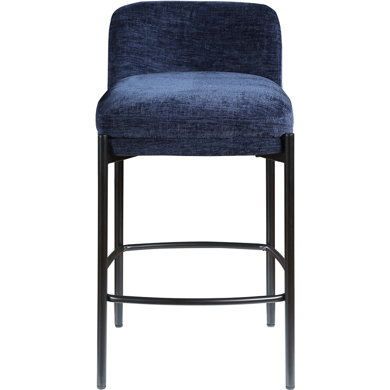 Meridian Furniture Burton Navy Chenille Fabric Stool (Set of 2)
