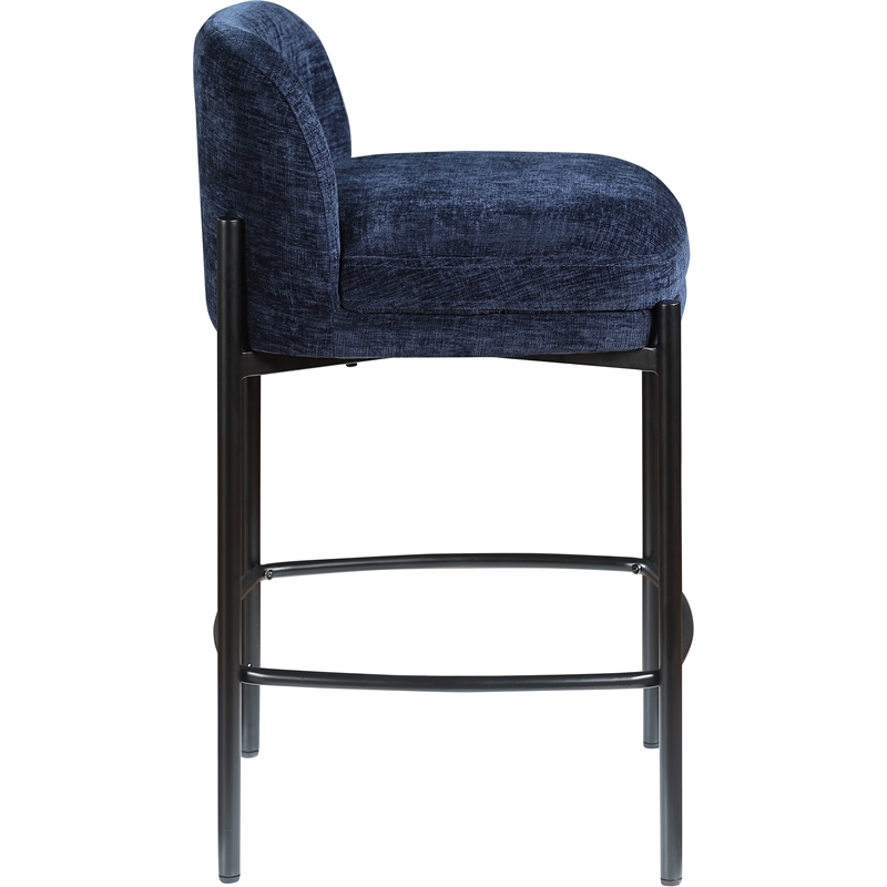Meridian Furniture Burton Navy Chenille Fabric Stool (Set of 2)