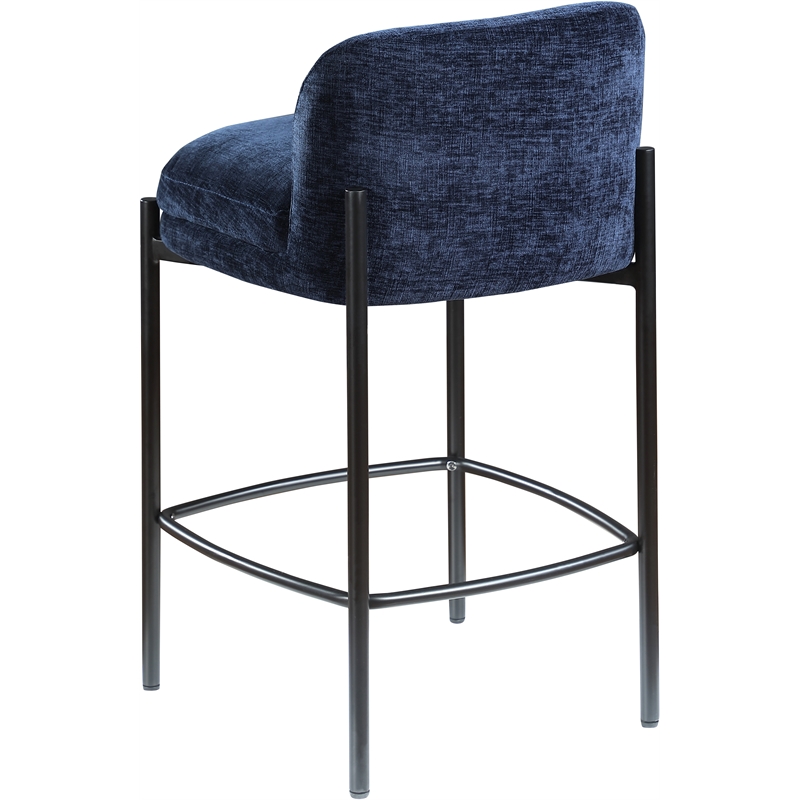 Meridian Furniture Burton Navy Chenille Fabric Stool (Set of 2)