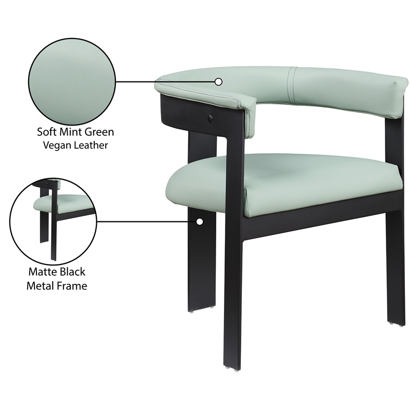 Meridian Furniture Romeo Mint Green Vegan Leather Dining Chair (Set of 2)