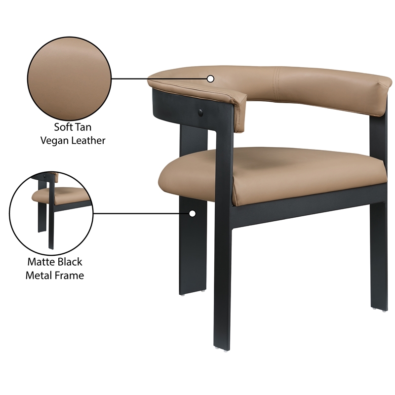 Meridian Furniture Romeo Tan Vegan Leather Dining Chair (Set of 2)