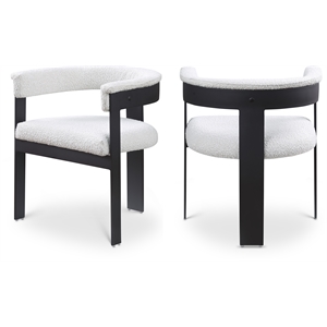 meridian furniture romeo cream boucle fabric dining chair (set of 2)
