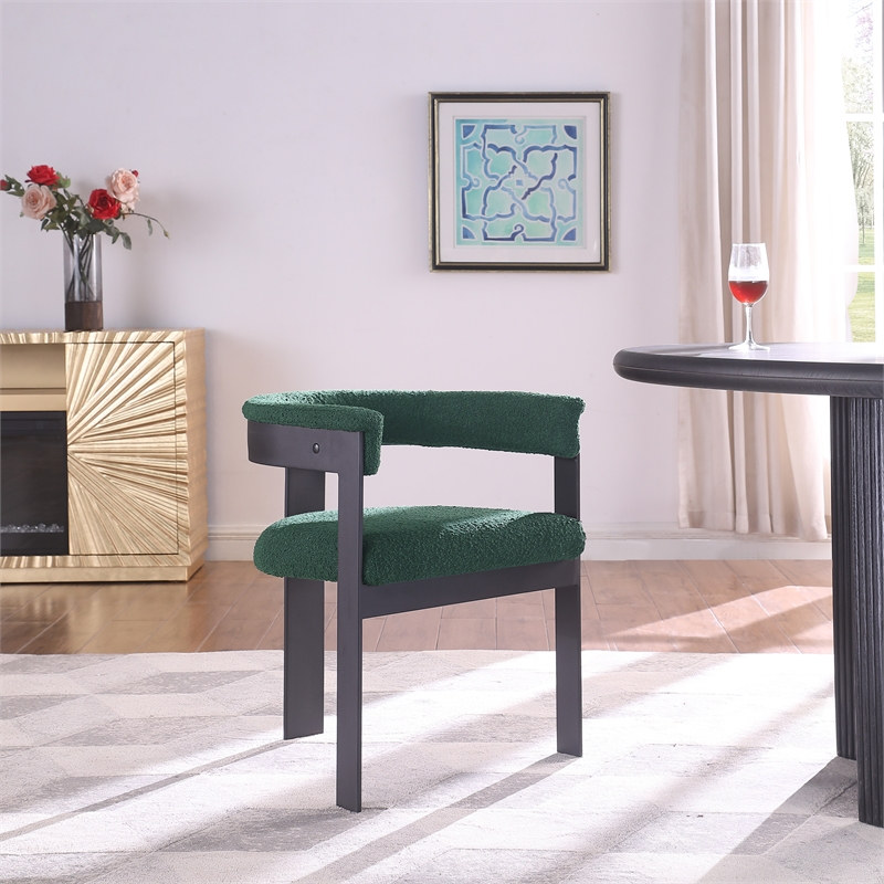 Meridian Furniture Romeo Green Boucle Fabric Dining Chair (Set of 2)