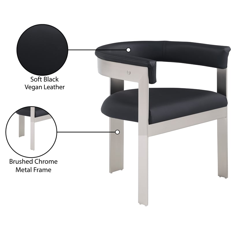 Meridian Furniture Romeo Black Vegan Leather Dining Chair (Set of 2)