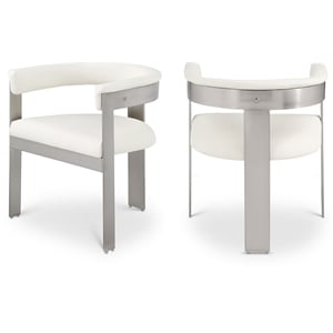 meridian furniture romeo cream vegan leather dining chair (set of 2)