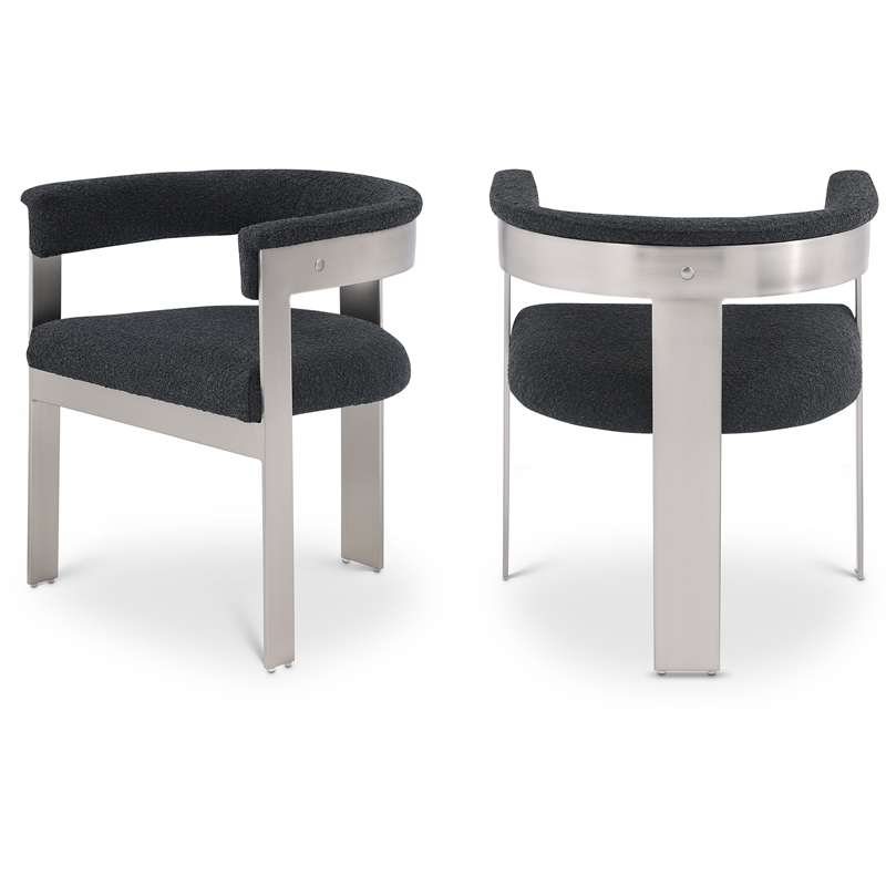 Meridian Furniture Romeo Black Boucle Fabric Dining Chair (Set of 2)