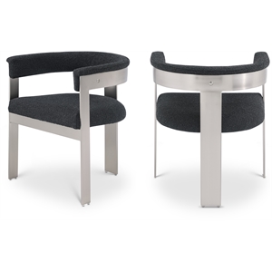 Meridian Furniture Romeo Black Boucle Fabric Dining Chair (Set of 2)