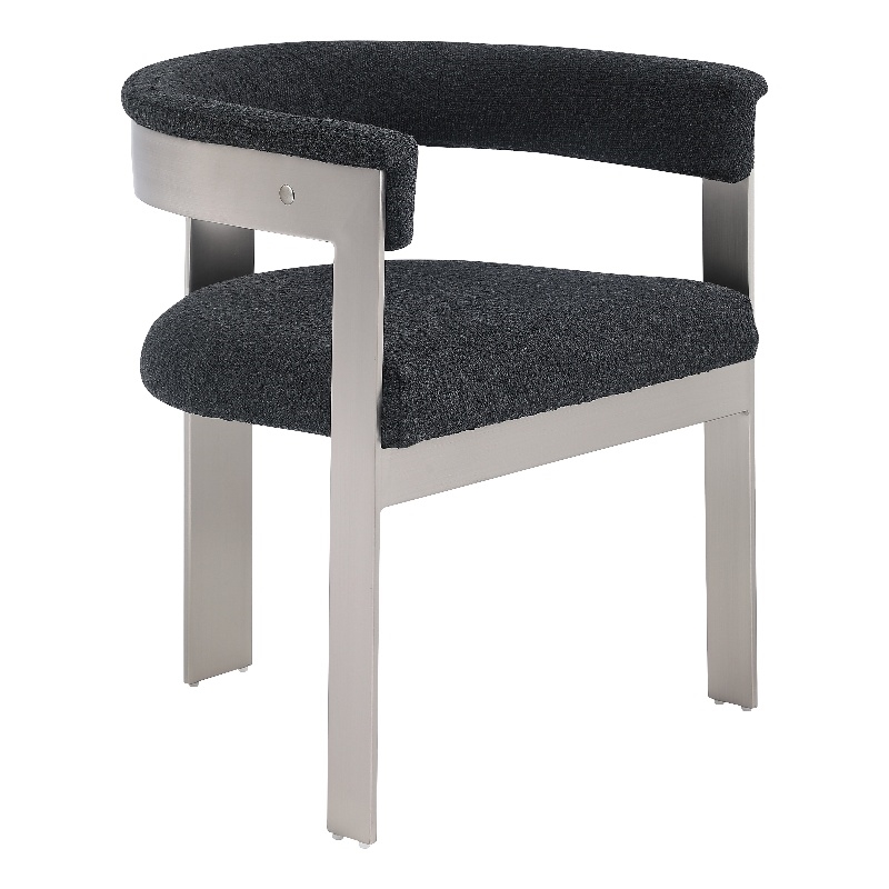 Meridian Furniture Romeo Black Boucle Fabric Dining Chair (Set of 2)