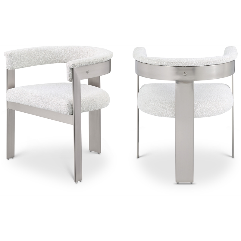 Meridian Furniture Romeo Cream Boucle Fabric Dining Chair (Set of 2)