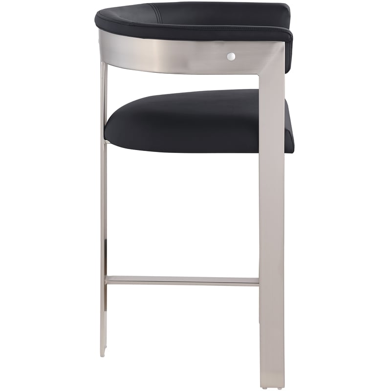 Meridian Furniture Romeo Black Vegan Leather Counter Stool (Set of 2)
