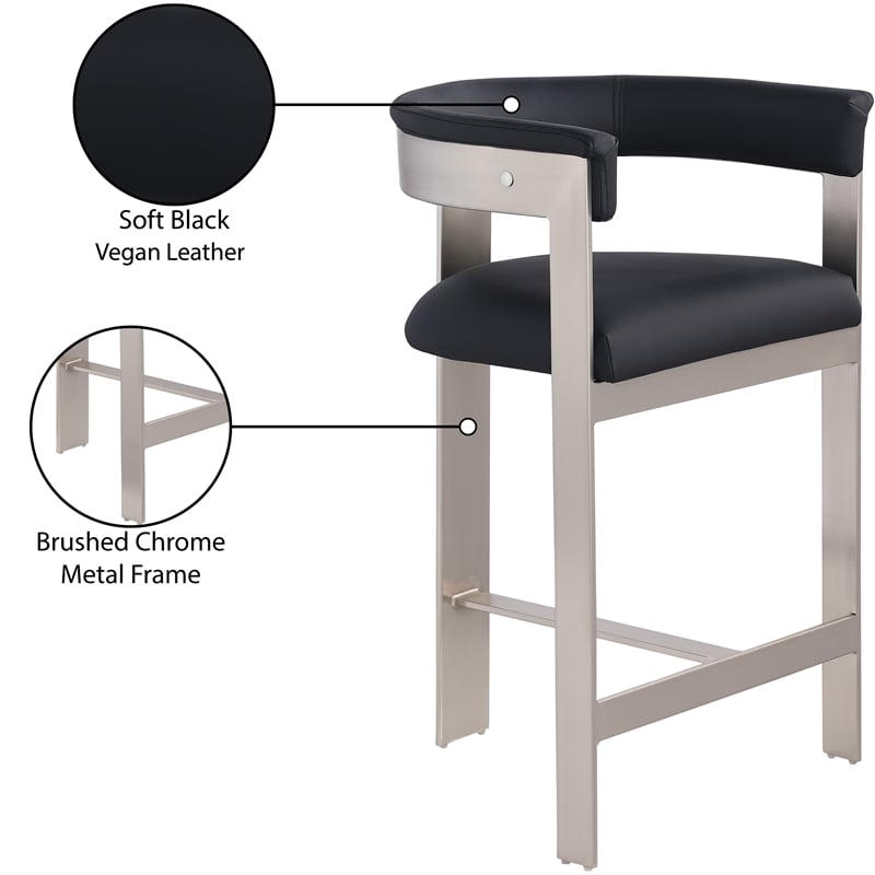 Meridian Furniture Romeo Black Vegan Leather Counter Stool (Set of 2)