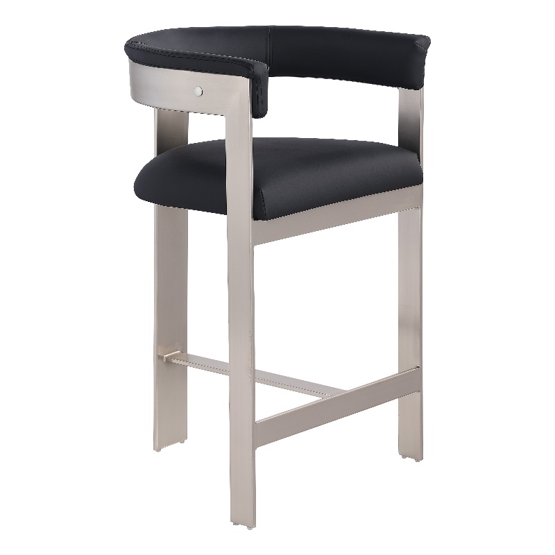 Meridian Furniture Romeo Black Vegan Leather Counter Stool (Set of 2)