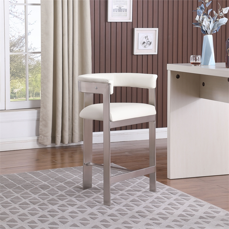 Meridian Furniture Romeo Cream Vegan Leather Counter Stool (Set of 2)